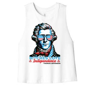 Bitches Love Independence Funny 4th Of July Thomas Jefferson Women's Racerback Cropped Tank