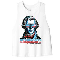 Bitches Love Independence Funny 4th Of July Thomas Jefferson Women's Racerback Cropped Tank