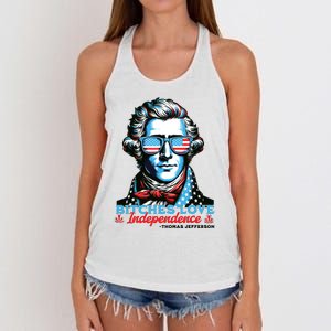 Bitches Love Independence Funny 4th Of July Thomas Jefferson Women's Knotted Racerback Tank