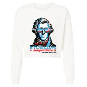 Bitches Love Independence Funny 4th Of July Thomas Jefferson Cropped Pullover Crew