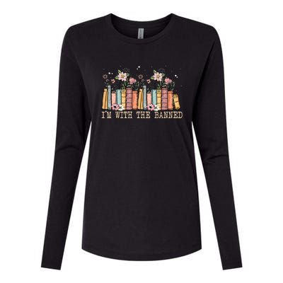 Book Lovers Im With The Banned Books Womens Cotton Relaxed Long Sleeve T-Shirt