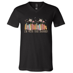 Book Lovers Im With The Banned Books V-Neck T-Shirt