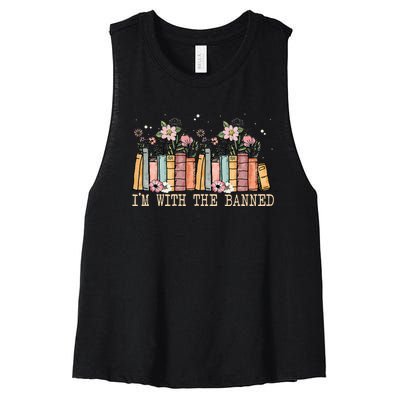 Book Lovers Im With The Banned Books Women's Racerback Cropped Tank