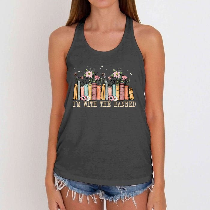 Book Lovers Im With The Banned Books Women's Knotted Racerback Tank