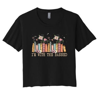 Book Lovers Im With The Banned Books Women's Crop Top Tee