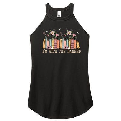 Book Lovers Im With The Banned Books Women's Perfect Tri Rocker Tank