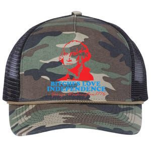 Bitches Love Independence Thomas Jefferson Funny 4th Of July Retro Rope Trucker Hat Cap