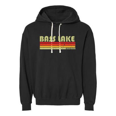 Bass Lake Indiana Funny Fishing Camping Summer Gift Garment-Dyed Fleece Hoodie