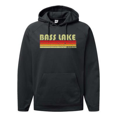 Bass Lake Indiana Funny Fishing Camping Summer Gift Performance Fleece Hoodie