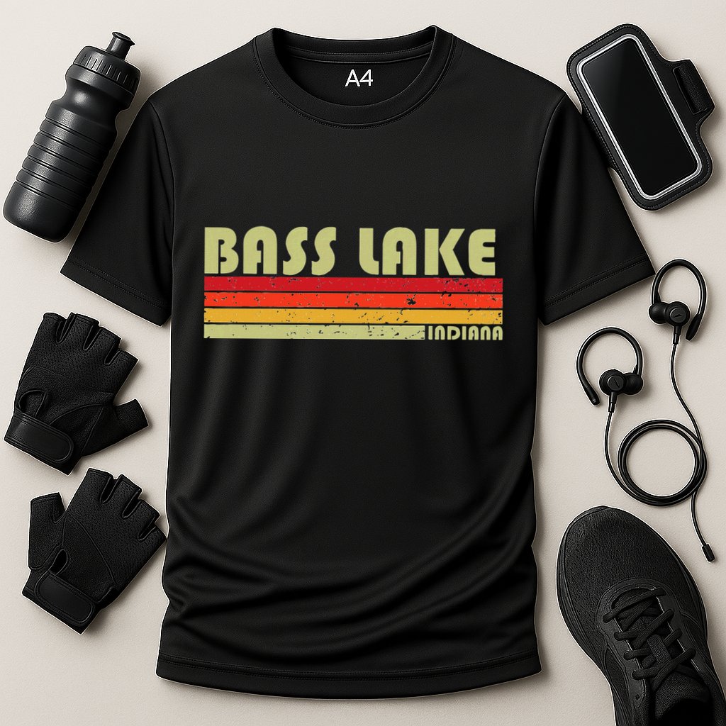 Bass Lake Indiana Funny Fishing Camping Summer Gift Cooling Performance Crew T-Shirt