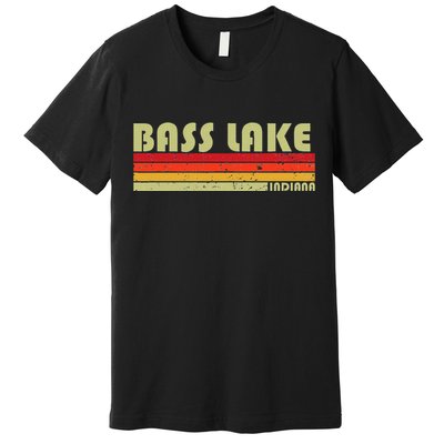 Bass Lake Indiana Funny Fishing Camping Summer Gift Premium T-Shirt