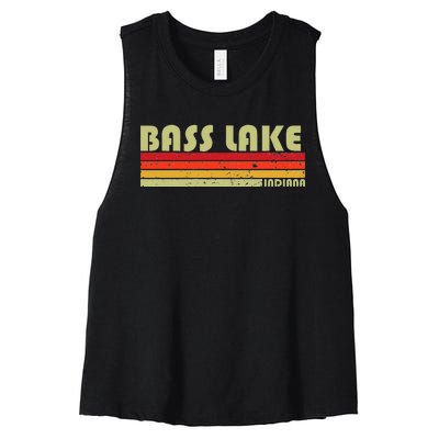 Bass Lake Indiana Funny Fishing Camping Summer Gift Women's Racerback Cropped Tank