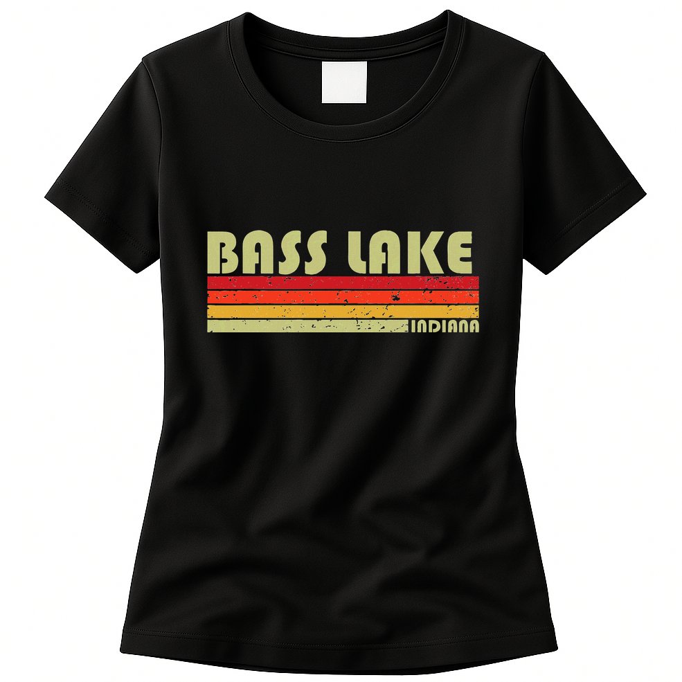 Bass Lake Indiana Funny Fishing Camping Summer Gift Womens T-Shirt