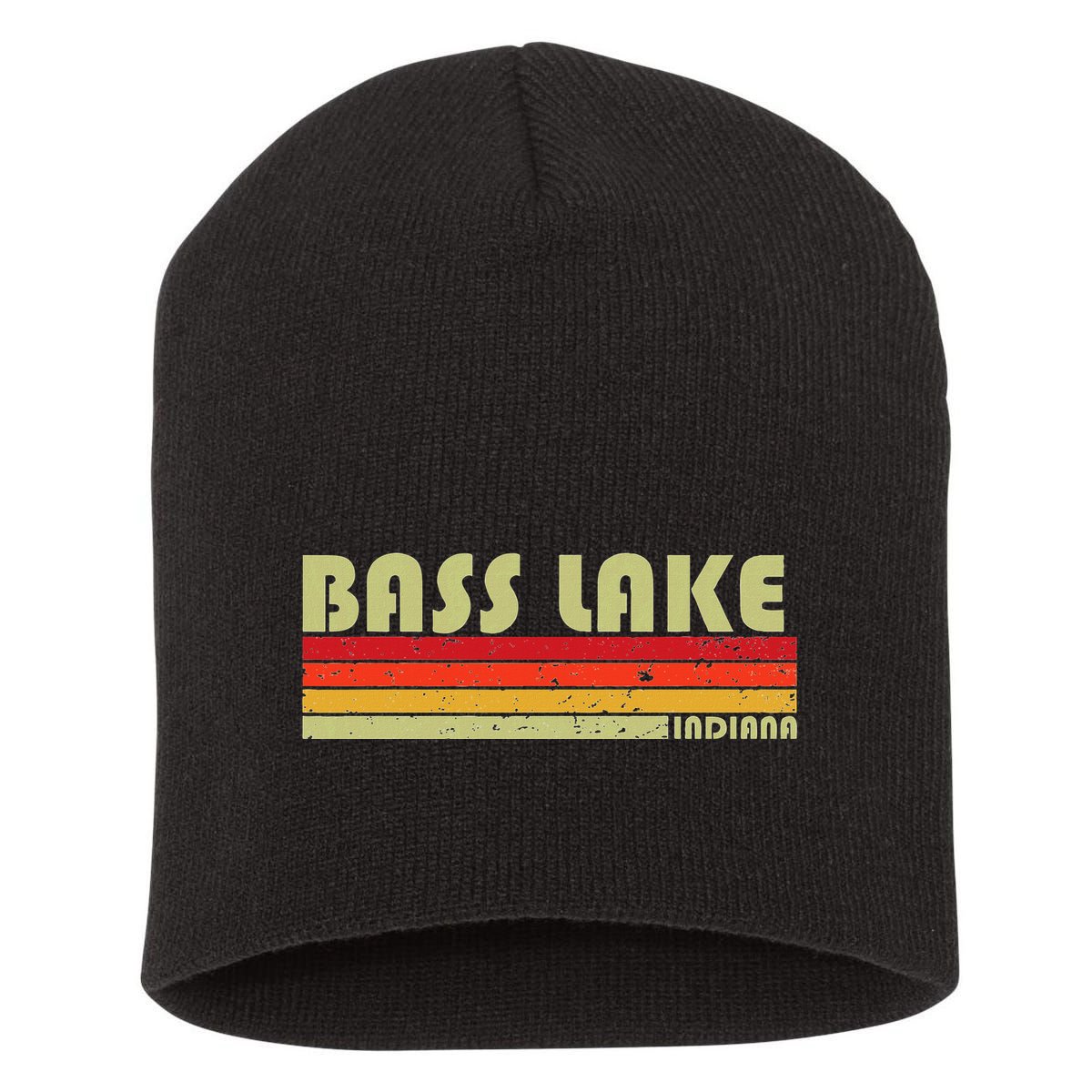 Bass Lake Indiana Funny Fishing Camping Summer Gift Short Acrylic Beanie