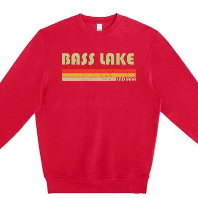 Bass Lake Indiana Funny Fishing Camping Summer Gift Premium Crewneck Sweatshirt