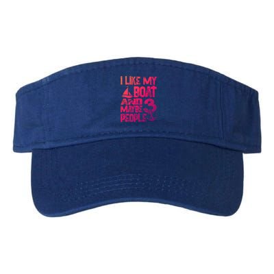 Boats Lover I Like My Boat And Maybe 3 People Boating Gift Valucap Bio-Washed Visor