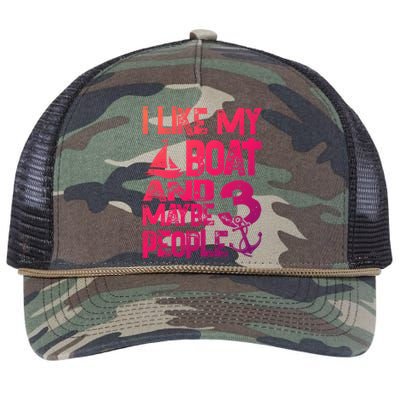 Boats Lover I Like My Boat And Maybe 3 People Boating Gift Retro Rope Trucker Hat Cap