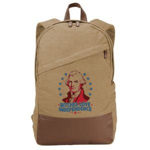 Bitches Love Independence Funny Founding Fathers 4th Of July Cotton Canvas Backpack