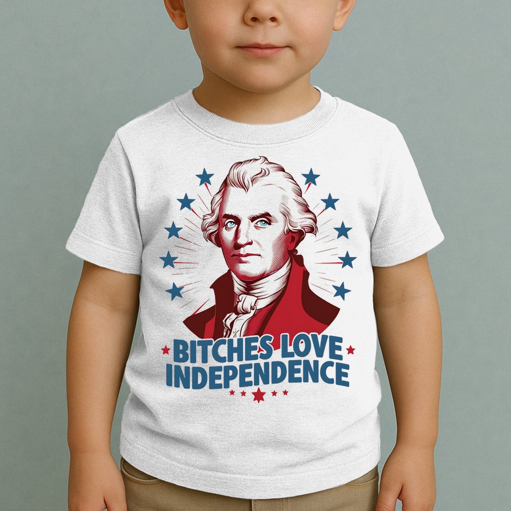 Bitches Love Independence Funny Founding Fathers 4th Of July Toddler T-Shirt