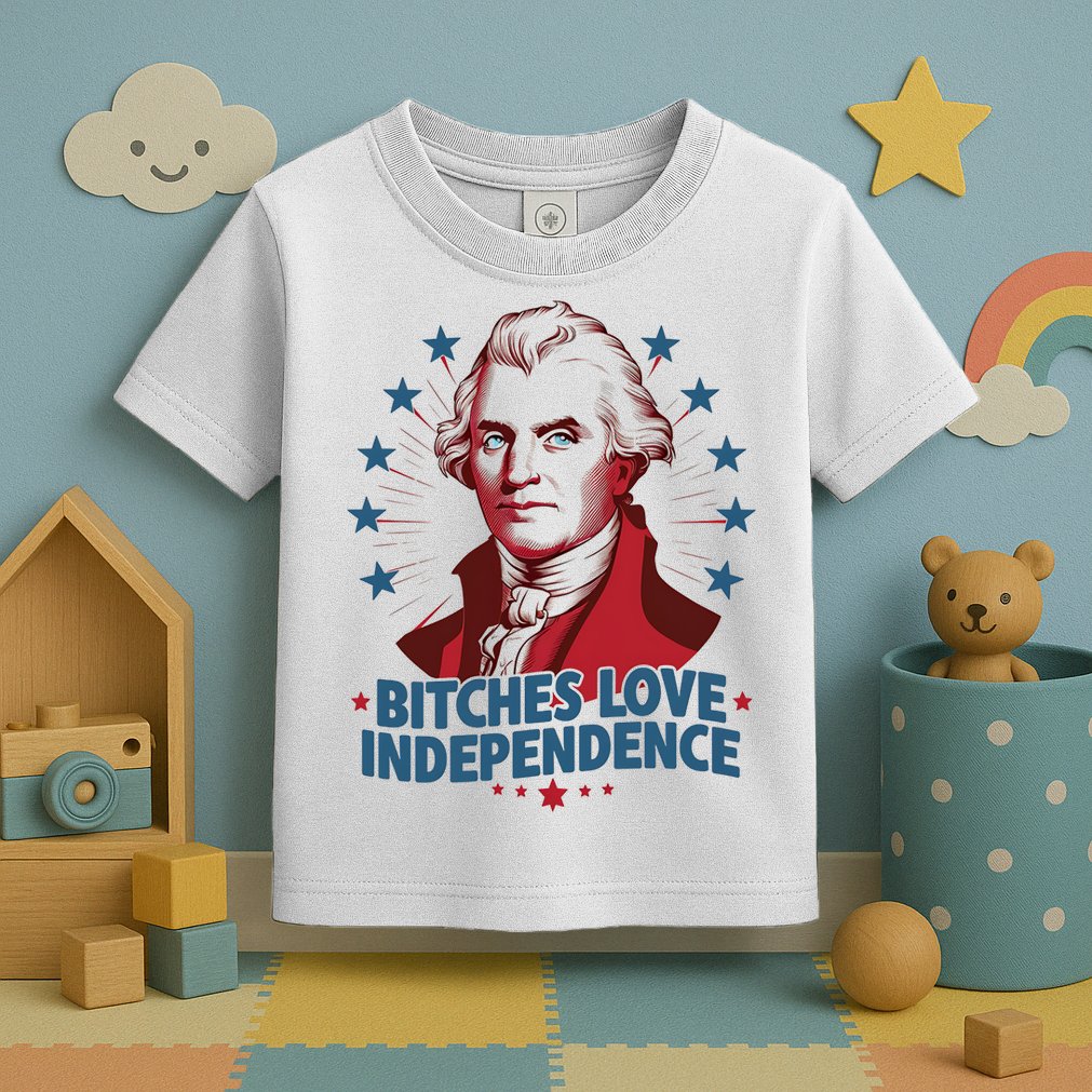 Bitches Love Independence Funny Founding Fathers 4th Of July Toddler T-Shirt