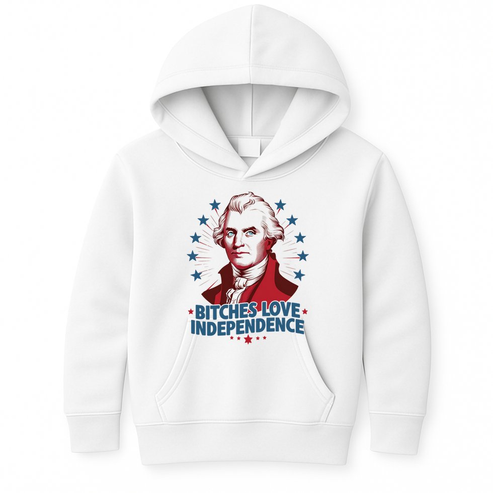 Bitches Love Independence Funny Founding Fathers 4th Of July Kids Hoodie