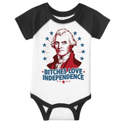 Bitches Love Independence Funny Founding Fathers 4th Of July Infant Baby Jersey Bodysuit