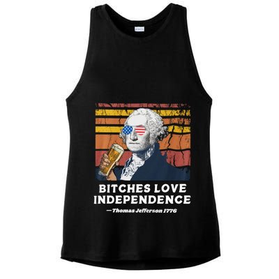 Bitches Love Independence Funny Founding Fathers 4th Of July Ladies PosiCharge Tri-Blend Wicking Tank