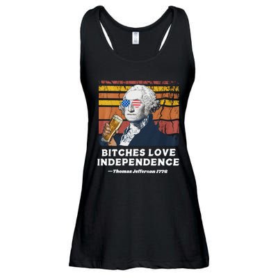 Bitches Love Independence Funny Founding Fathers 4th Of July Ladies Essential Flowy Tank