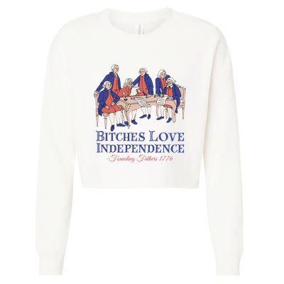 Bitches Love Independence 4th Of July Cropped Pullover Crew