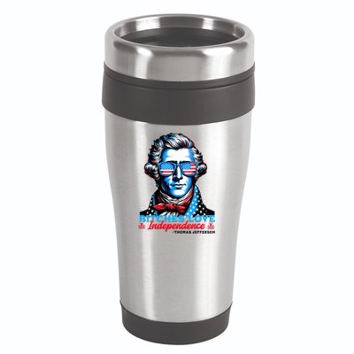 Bitches Love Independence Funny 4th Of July Thomas Jefferson 16oz Travel Tumbler