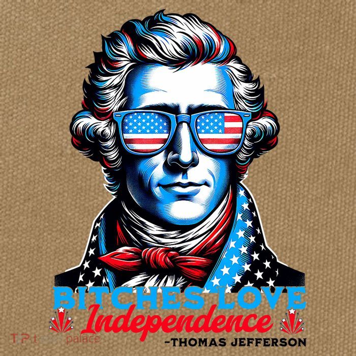Bitches Love Independence Funny 4th Of July Thomas Jefferson Cotton Canvas Backpack