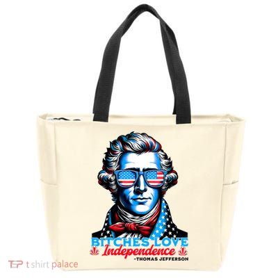 Bitches Love Independence Funny 4th Of July Thomas Jefferson Zip Tote Bag
