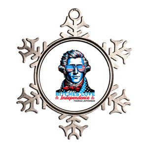 Bitches Love Independence Funny 4th Of July Thomas Jefferson Metallic Star Ornament