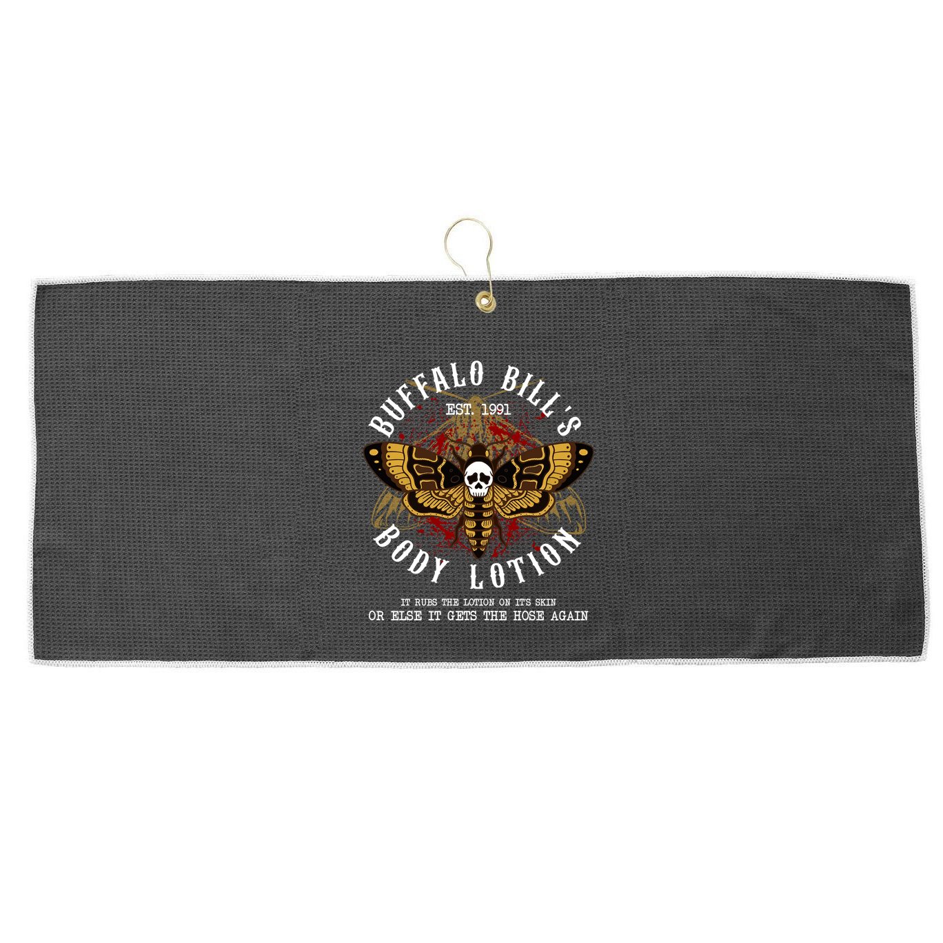 Body Lotion It Rubs The Lotion On Its Skin Horror Hallow Large Microfiber Waffle Golf Towel