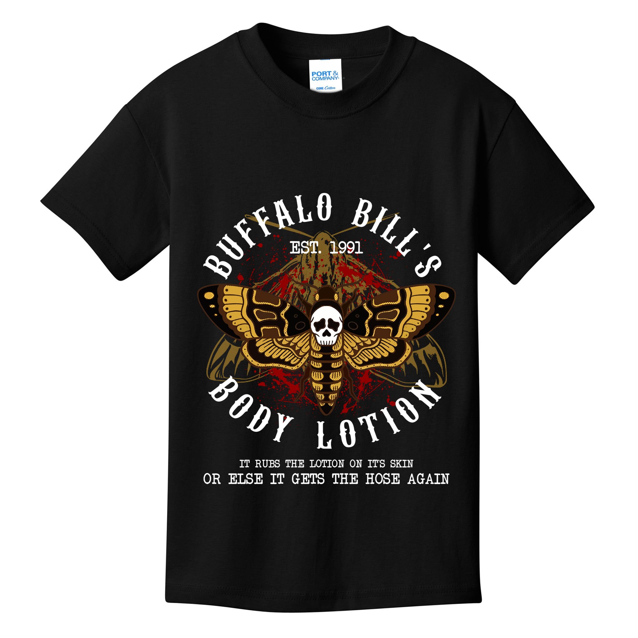 Body Lotion It Rubs The Lotion On Its Skin Horror Hallow Kids T-Shirt