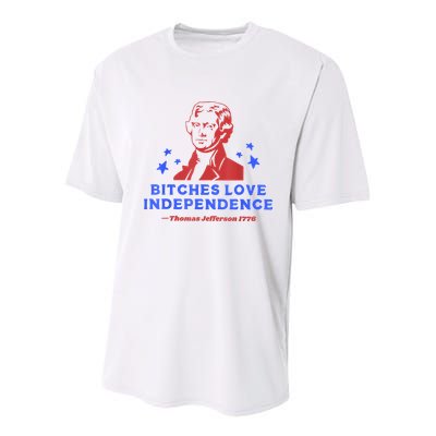 Bitches Love Independence Thomas Jefferson 1776 4th Of July Youth Performance Sprint T-Shirt