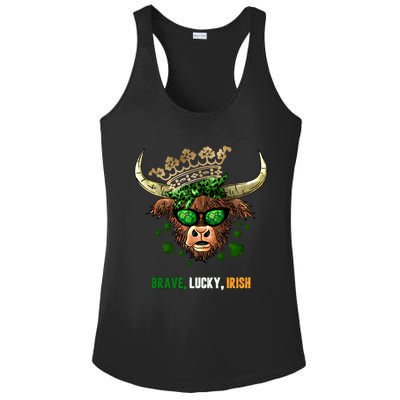 Brave Lucky Irish Crowned Heifer Patriotic Graphic Print Funny Gift Ladies PosiCharge Competitor Racerback Tank