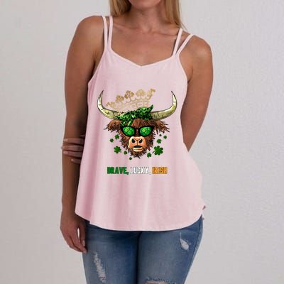 Brave Lucky Irish Crowned Heifer Patriotic Graphic Print Funny Gift Women's Strappy Tank