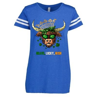 Brave Lucky Irish Crowned Heifer Patriotic Graphic Print Funny Gift Enza Ladies Jersey Football T-Shirt