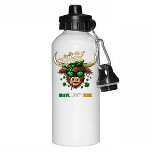 Brave Lucky Irish Crowned Heifer Patriotic Graphic Print Funny Gift Aluminum Water Bottle