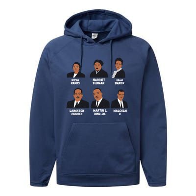 Black Leaders Inspiring Black History African American Gift Performance Fleece Hoodie