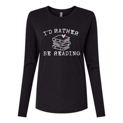 Book Lover I'd Rather Be Reading Gift Teacher Gift Librarian Cute Gift Womens Cotton Relaxed Long Sleeve T-Shirt