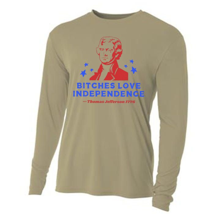 Bitches Love Independence Funny 4th Of July Thomas Jefferson Cooling Performance Long Sleeve Crew