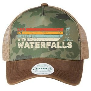 Backpacking Life Is Better With Waterfalls Retro Legacy Tie Dye Trucker Hat