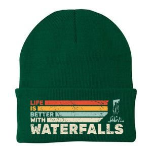 Backpacking Life Is Better With Waterfalls Retro Knit Cap Winter Beanie