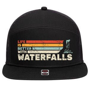 Backpacking Life Is Better With Waterfalls Retro 7 Panel Mesh Trucker Snapback Hat