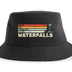 Backpacking Life Is Better With Waterfalls Retro Sustainable Bucket Hat