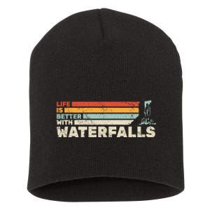 Backpacking Life Is Better With Waterfalls Retro Short Acrylic Beanie