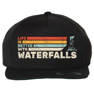 Backpacking Life Is Better With Waterfalls Retro Wool Snapback Cap