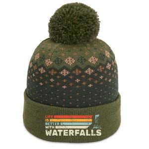 Backpacking Life Is Better With Waterfalls Retro The Baniff Cuffed Pom Beanie